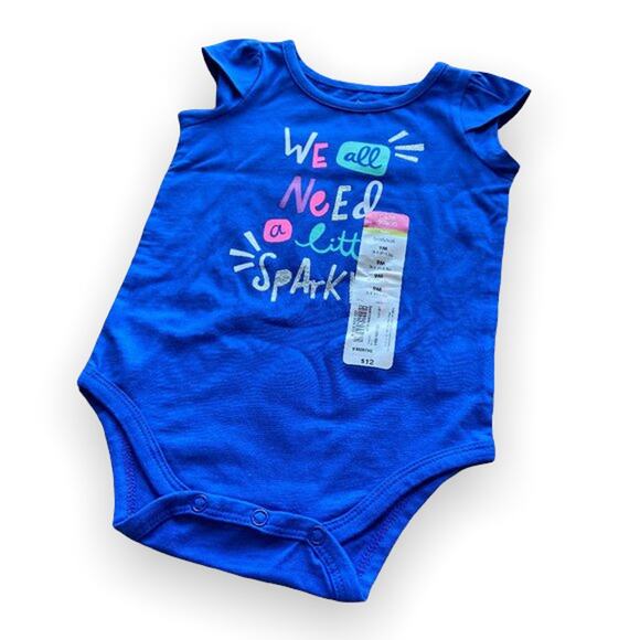 Okie Dokie Girls Bodysuit Size 9 Months Blue Need A Little Sparkle NEW - Picture 1 of 5